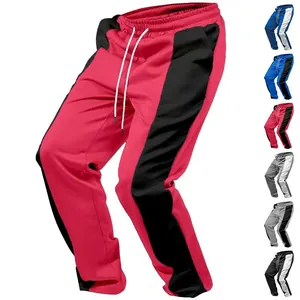 Men Sweatpants Color Block Side Stripe Joggers Drawstring Elastic Waist Casual Sports Athletic Trousers Straight Leg