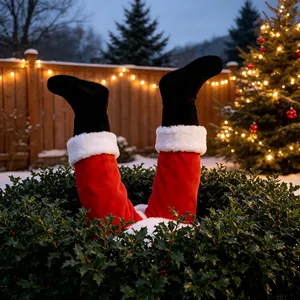 Funny Christmas Santa Elf Legs Tree Decoration Plush Stuffed Santa Claus Feet Hanging Ornament For Home Party Festive Decor