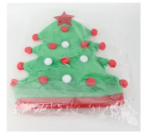 Chapeau de fête en forme de sapin de Noël avec pompons rouges et blancs en sac