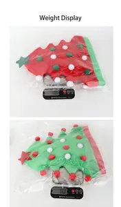 Affichage du poids des chapeaux de Noël en forme de sapin rouge et vert avec pompons