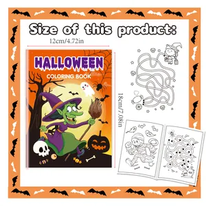 Libro de colorear de Halloween para niños con brujas y calabazas, tamaño 12x18cm
