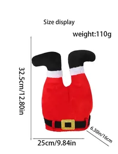 Detailed size specifications for plush Santa elf leg hat Christmas tree decoration