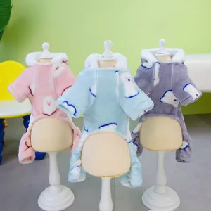 Weiche, warme Fleece-Winteroveralls für kleine Hunde und Katzen in Rosa, Blau und Grau