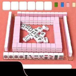 Tragbares Reise Mini Mahjong Set Melamin Gravierte Kleine Fliesen Mit Cartoon Aufbewahrungstasche Für Zuhause Party Wohnheim
