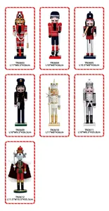 Collection of 36cm wooden Nutcracker figurines with professional themes and Mouse King.