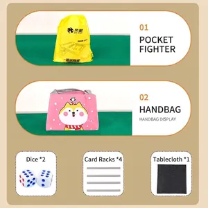 Tragbares Reise-Mini-Mahjong-Set inklusive Kordelzugbeutel Handtasche Würfel und Lineale