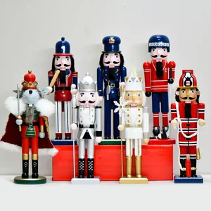 Classic 36cm Wooden Nutcracker Soldier Figure Occupation Series Fireman Police Baseball Mouse King Christmas Ornament Home Decor