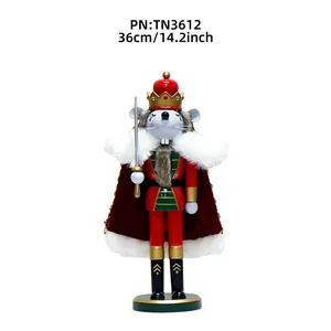 Traditional 36cm wooden Nutcracker Mouse King puppet ornament with sword for home decor