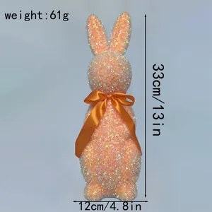 Detailed measurements of the glitter Easter bunny ornament, 33cm height and 12cm width.