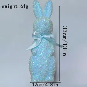 Blue glitter Easter bunny figurine with dimensions 33cm by 12cm and weight 61g