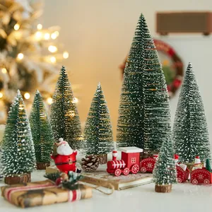 Mini Beflockter Künstlicher Weihnachtsbaum mit Holzsockel für Desktop Dekor Weißer Schnee Zeder Kleiner Weihnachtsbaum für Feiertage