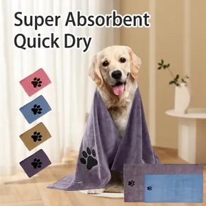 Pet bath towel in various colors made of absorbent superfine fiber for quick drying
