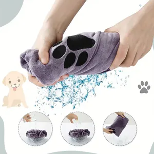 Close-up showing the high water absorbency of the thick microfiber pet bath towel.