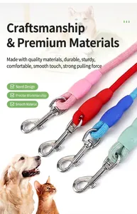 Detailansicht robuster runder Nylon-Hundeleinen mit sicheren Metallkarabiner-Verschlüssen