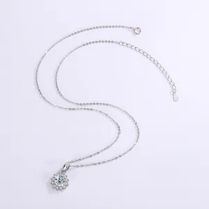 Eleganter S925 Sterlingsilber Moissanit Sonnenblumen Anhänger Halskette für Damen Schmuck
