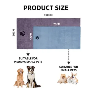 Super absorbent microfiber pet bath towels in two sizes for small and medium dogs