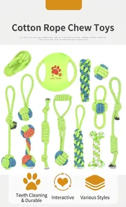 Detail view of durable cotton rope dog chew toy set for teeth cleaning