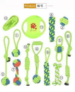 Detailed overview of a 13-piece durable dog cotton rope toy set for dental cleaning and teething