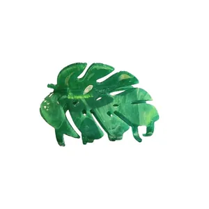Exquisite green monstera leaf hair claw clip made of premium acetate for women