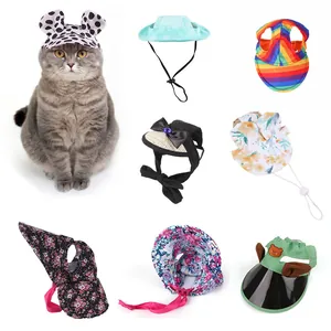 Chapeau de Soleil d'Été en Toile pour Animaux de Compagnie Chiens et Chats Avec Trous d'Oreille Casquette de Baseball Réglable