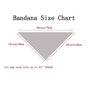 Detailliertes Maßdiagramm für Hunde-Bandana, 70 cm Breite und 48 cm Seitenlänge.