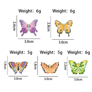 Buntes Schmetterling-Emaille-Pin-Set mit verschiedenen Insektendesigns, Maßen und Gewichtsangaben
