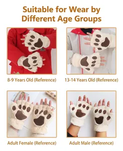 Detaillierte Größenreferenz für flauschige Katzenpfoten-Handschuhe für alle Alter