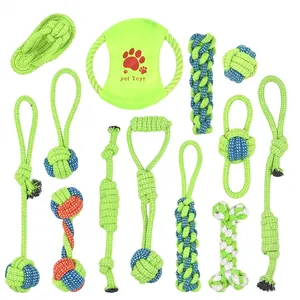 Jouet en Corde de Coton Durable pour Chiens pour Nettoyage des Dents Nœud Tressé Jouet à Mâcher pour Petits Moyens Grands Chiens Entraînement