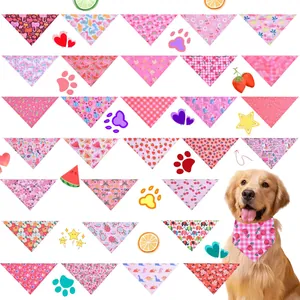 Pink collection of cute pattern pet bandanas and triangle scarves for dogs and cats