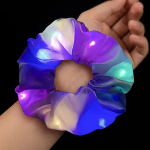 Colorful LED light-up hair scrunchie with three glowing modes for night party style