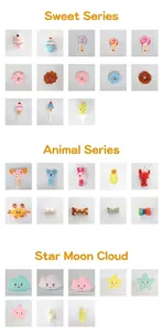 Varietà di giocattoli di peluche colorati per animali domestici a forma di dolci e stelle.