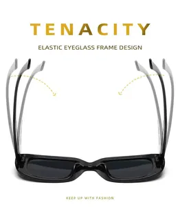 Detail showing the elastic and flexible frame design of vintage small sunglasses