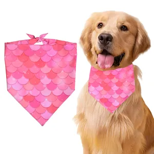 Pink mermaid scale pet bandana bib for dogs and cats shown in detail on white background