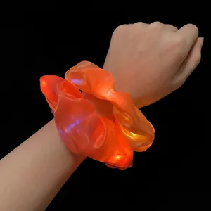 Luminous LED large intestine hair scrunchie on wrist with three adjustable flashing modes
