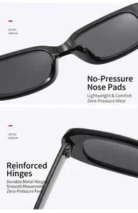 Close-up detail of reinforced metal hinges and pressure-free nose pads of sunglasses