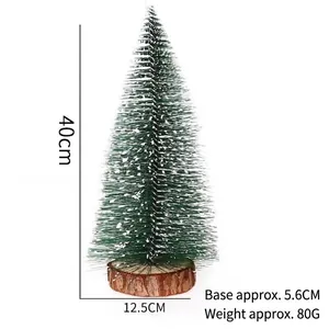 Mini artificial snow-covered pine Christmas tree with wooden base, 40cm height variant