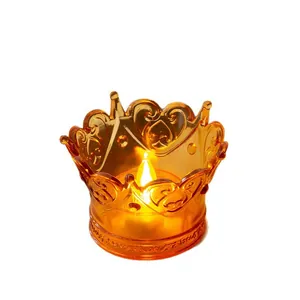 Amber crown-shaped LED electronic candle light with warm glow for parties