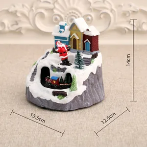 Detail view of Christmas music box with 14cm x 13.5cm x 12.5cm dimensions.