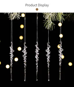 Lot de 5 décorations de Noël en acrylique transparent suspendues à une branche de sapin