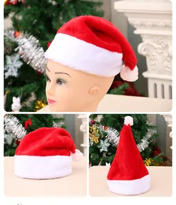Detailed views of plush red and white Santa hat showing different angles