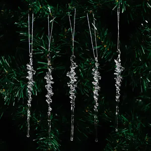 Ornements de glaçons en acrylique transparent pour sapin de Noël, lot de 5 pièces