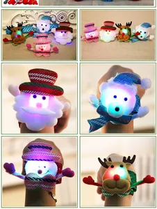 Detailed view of LED light-up Christmas slap bracelets with festive character designs
