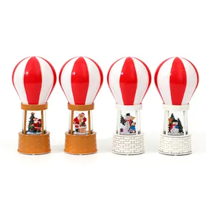 Set of creative Christmas hot air balloon water snow globe music boxes decoration