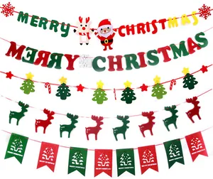 Set of assorted Christmas felt banners featuring Merry Christmas text and reindeer motifs