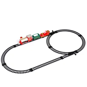 Elektrisches Weihnachtszug-Spielzeugset mit montierbaren Schienen und Weihnachtsmann
