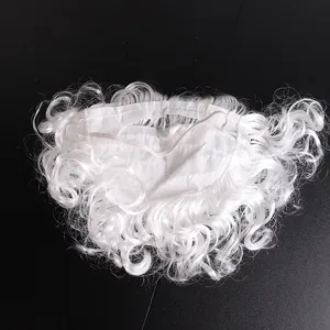 Dettaglio della barba bianca riccia di Babbo Natale con elastico per travestimenti.