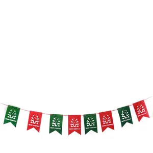 Christmas non-woven bunting with hollow tree design, 3m adjustable length decoration