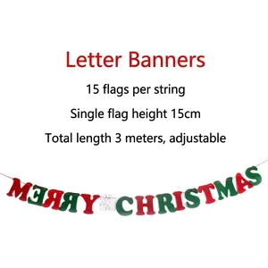 Merry Christmas banner 3m felt bunting with 15 red and green letters for holiday decor