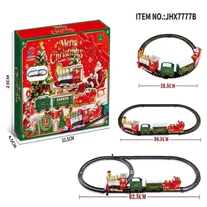 Weihnachts-Spielzeugeisenbahn-Set mit Schienen und Lokomotive für die Tischdeko