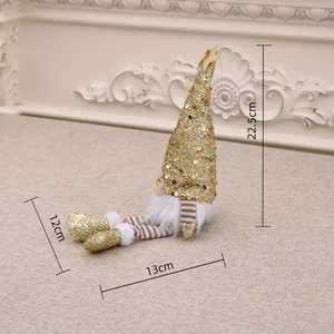 Detailed dimensions of a sequined Christmas gnome with LED lights, 22.5x13x12cm size.